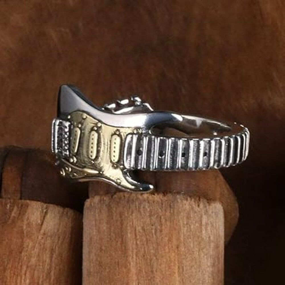 Guitar Open Band Ring for Men Women Punk Gothic Adjustable Rock Music‎